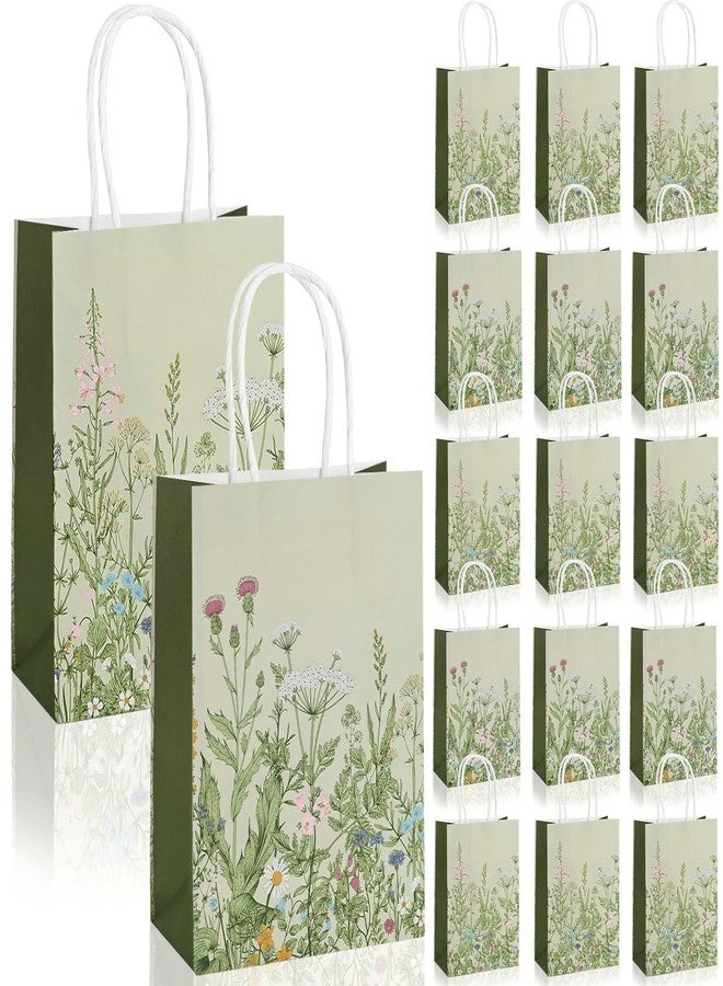 Bolsome 24Pcs Vintage Wildflower Paper Gift Bags Retro Floral Party Favor Bags with Handles Herb Goodie Candy Treat Bags for Wedding Birthday Baby Shower Party Supplies - Image 1